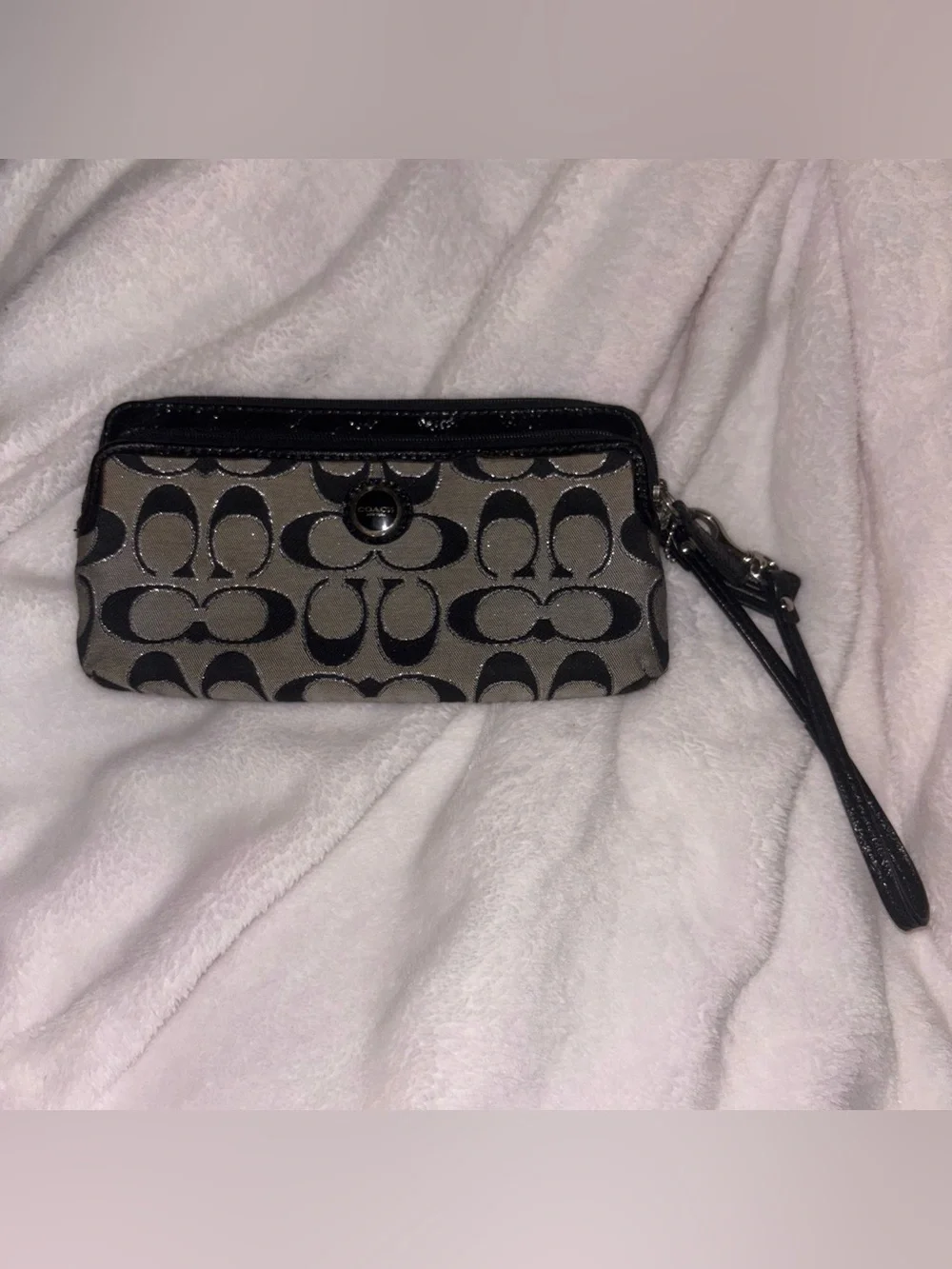 Coach Black and Gray Signature Wristlet